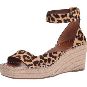 Franco Sarto Leopard Animal Print Espadrille Wedge Sandals